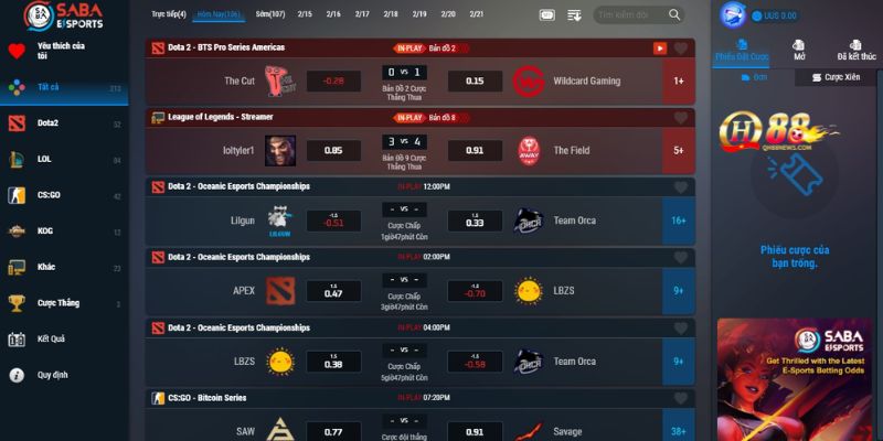  cách đặt cược E-sports tại QH88